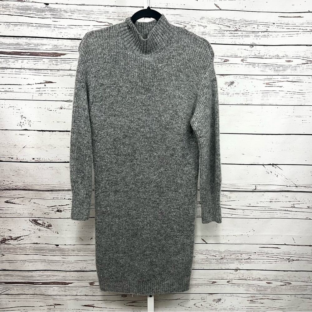 Dreamers Charcoal Gray Knit Mock Turtleneck Sweater Dress Large